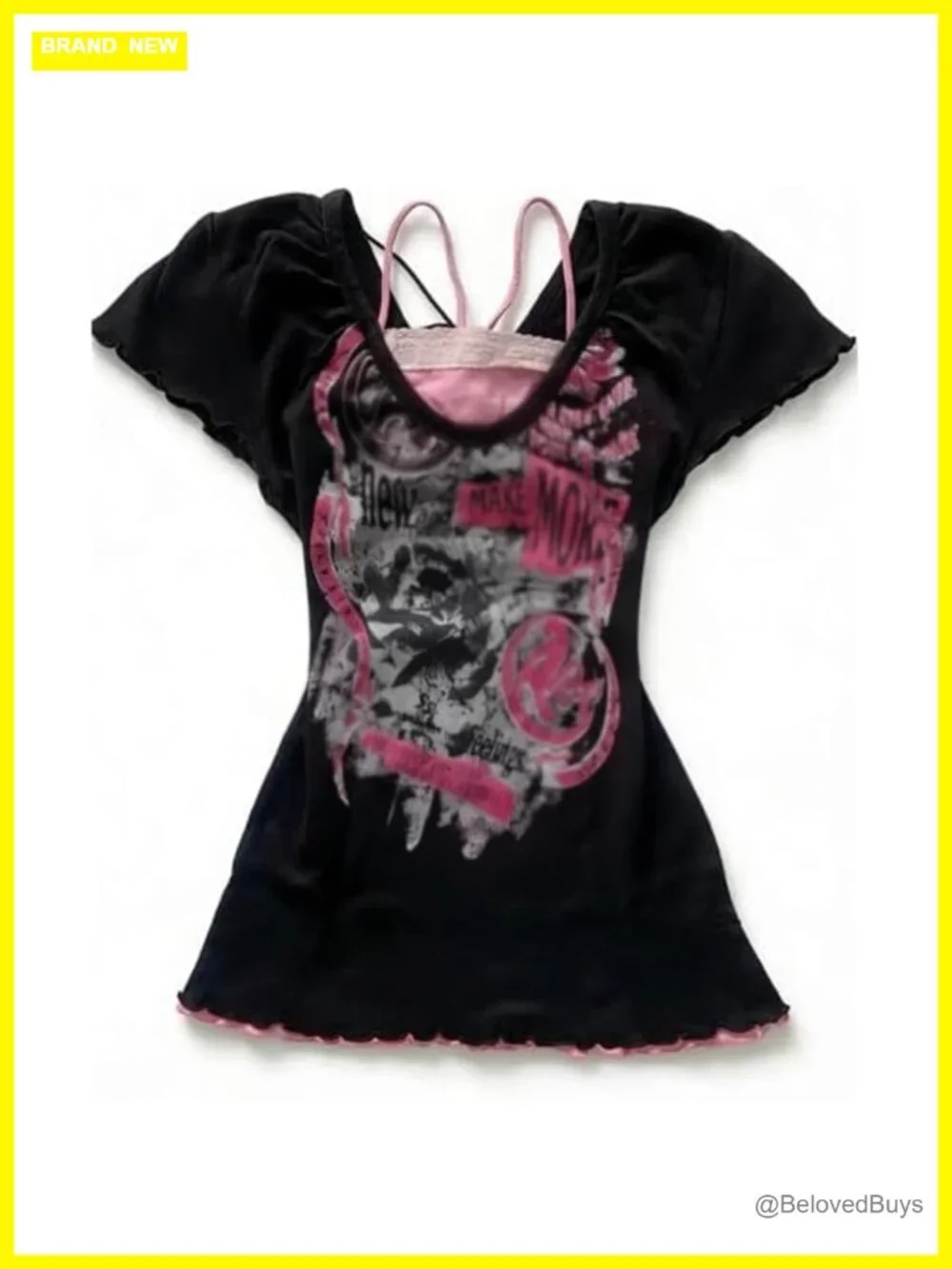 Women's Vintage Graphic T-Shirt Y2K Grunge Goth Emo Alt Fairy Tee